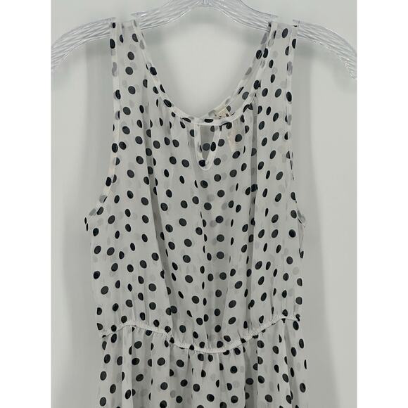 Triple Cherry Polka Dot Sleeveless High Low Dress White Black Casual Small - Picture 3 of 11